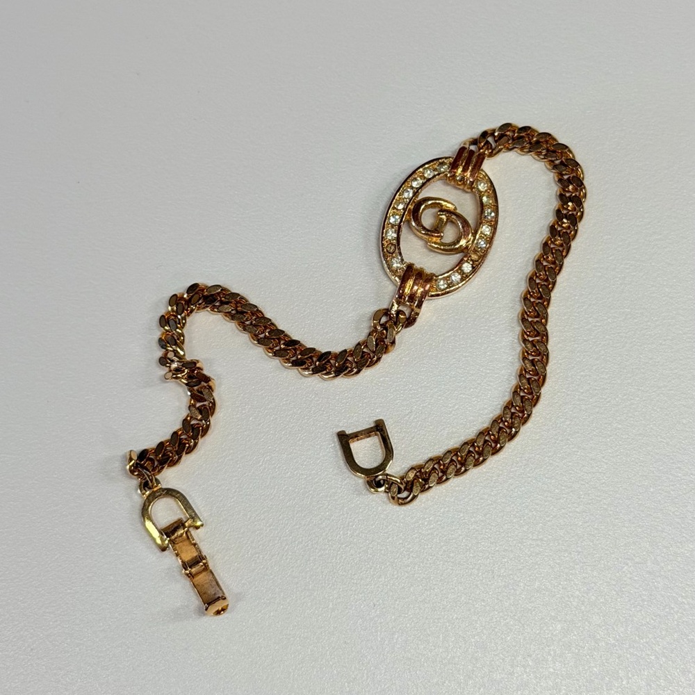 ✨Authentic Vintage Dior Gold Chain Bracelet with Logo Charm - Picture 2 of 7